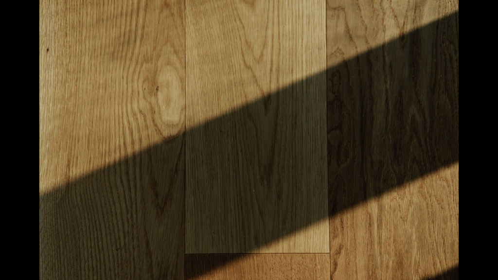 Oak hardwood flooring planks in natural light